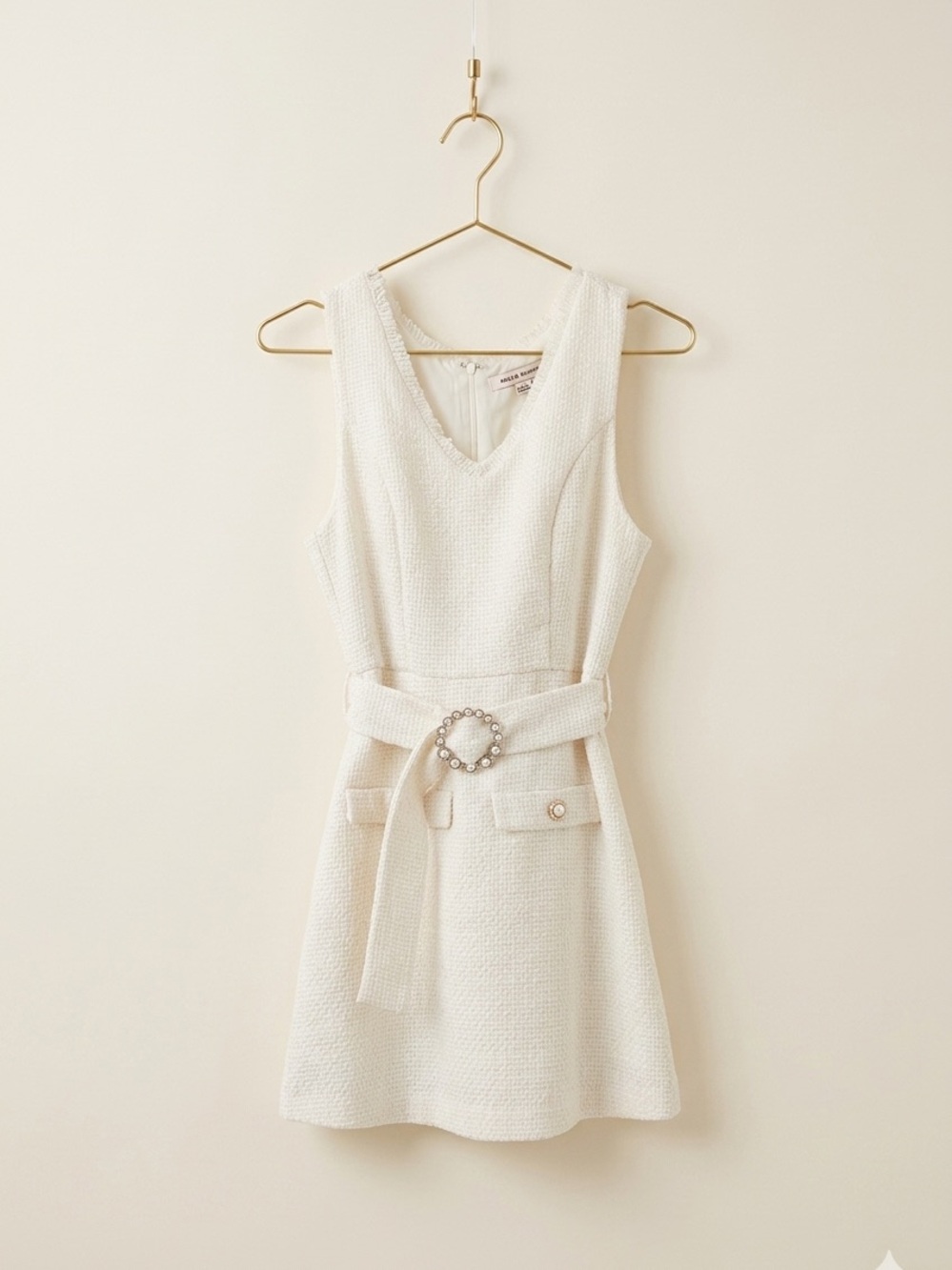 Jealous Tomato Cream Textured Mini Dress